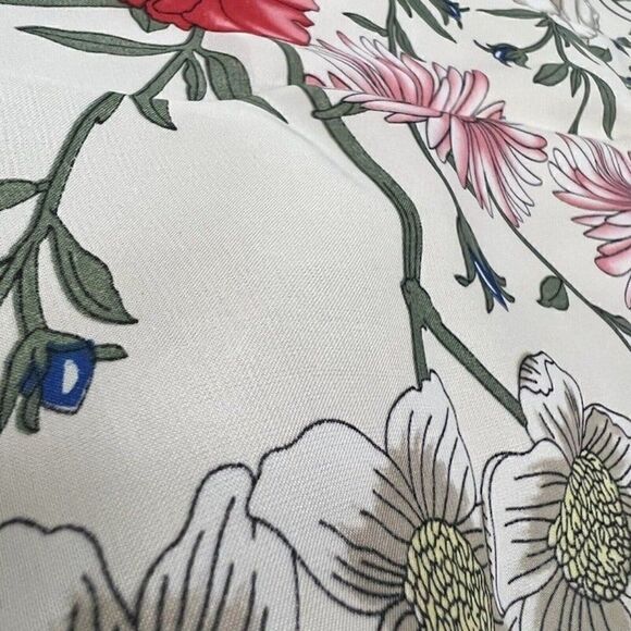 Bohemian Floral White Silk Like Satin large Square Scarf Women Shawl Head wrap - Picture 10 of 10